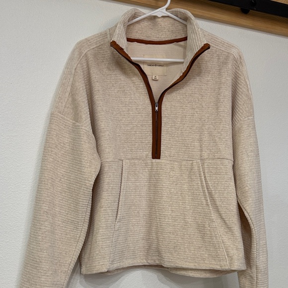 Thread & Supply Cream Quarter-Zip Sweatshirt - Picture 1 of 2